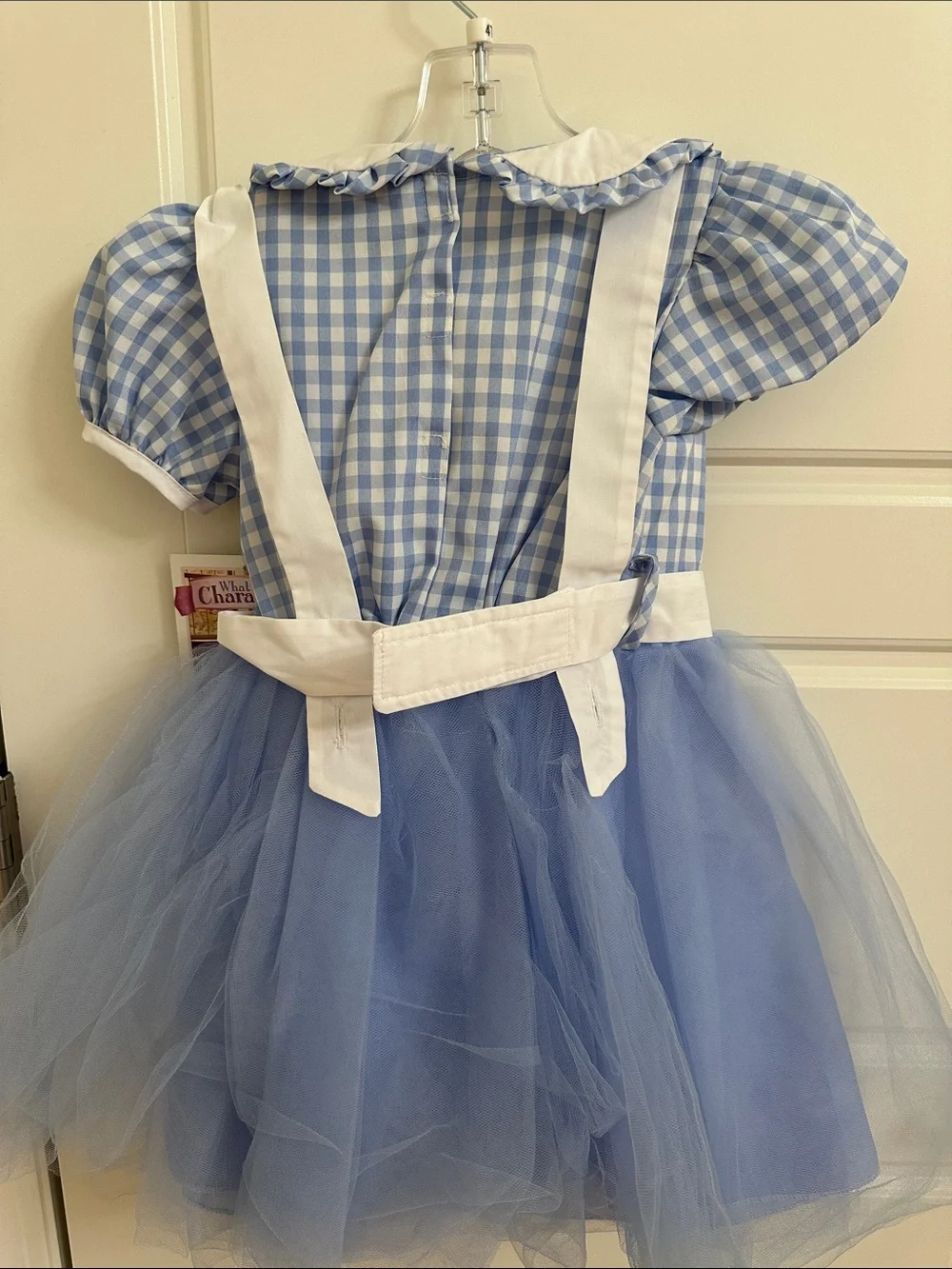Child's Light Blue Gingham Tulle Bear Pocket Costume Dress 4T